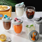 Dual Layer Travel Glass Mug with Lid - Glass and Mug | Sub Ka Mart Pakistan