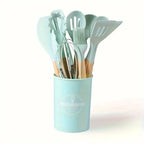 12 Pcs Non-Stick Silicone Kitchen Utensil Set with Wooden Handles - Image 22 | Sub Ka Mart