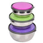 3 Pcs Stainless Steel Seal Bowl with Lid - Fridge Organizer and Food Container | Sub Ka Mart Pakistan