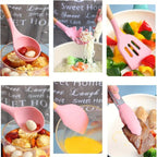 12 Pcs Non-Stick Silicone Kitchen Utensil Set with Wooden Handles - Image 9 | Sub Ka Mart
