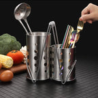 2 Pcs Round Spoon Holder Storage Cage Drain Rack Stainless Steel - Dish Rack and Cutlery Holder | Sub Ka Mart Pakistan