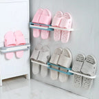 3 in 1 Bathroom Slippers Rack - Self Adhesive Wall Mounted - Image 4 | Sub Ka Mart