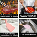 12 Pcs Non-Stick Silicone Kitchen Utensil Set with Wooden Handles - Image 12 | Sub Ka Mart