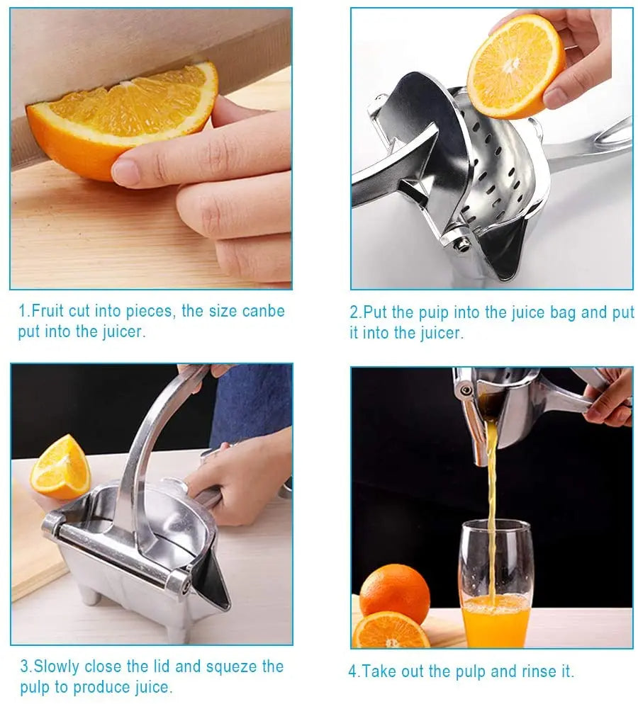 Manual citrus juicer, manual orange, lemon and fruit juicer, stainless steel press machine, potato masher and ricer