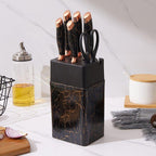 Marble Pattern 7 Pcs Knife & Sharpener Set - Kitchen Tool | Sub Ka Mart Pakistan
