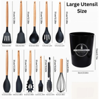 12 Pcs Non-Stick Silicone Kitchen Utensil Set with Wooden Handles - Image 5 | Sub Ka Mart