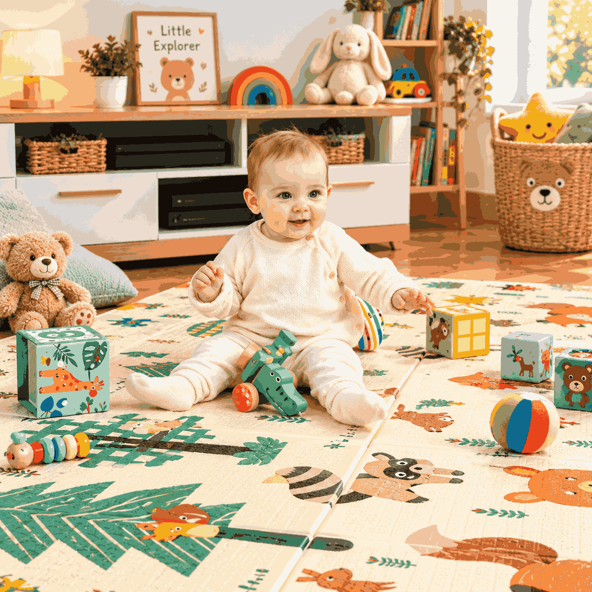 Large Reversible Baby Crawling Foam Play Mat 5 x 6 Feet - Image 3 | Sub Ka Mart