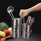 2 Pcs Round Spoon Holder Storage Cage Drain Rack Stainless Steel - Image 2 | Sub Ka Mart
