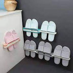 3 in 1 Bathroom Slippers Rack - Self Adhesive Wall Mounted - Image 2 | Sub Ka Mart