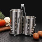 2 Pcs Round Spoon Holder Storage Cage Drain Rack Stainless Steel - Image 3 | Sub Ka Mart